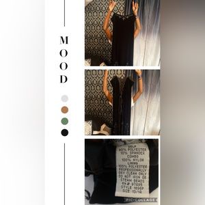 Black elegant gown, suave with lace, and black beads.